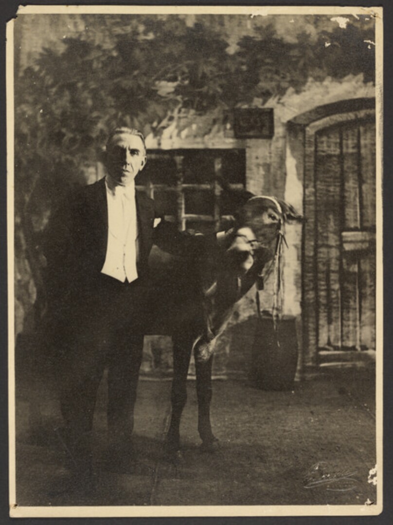 [Man and donkey]