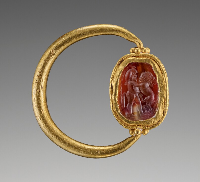 Engraved Scarab with Bes Fighting a Lion