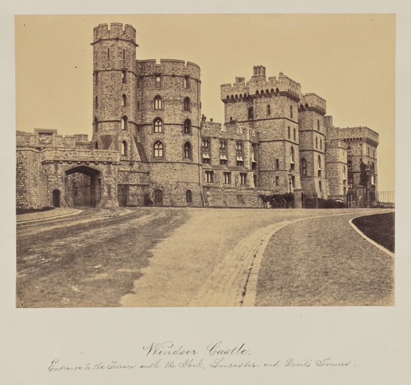 Windsor Castle. Entrance to the Terrace with the York, Lancaster and Devil's Towers.