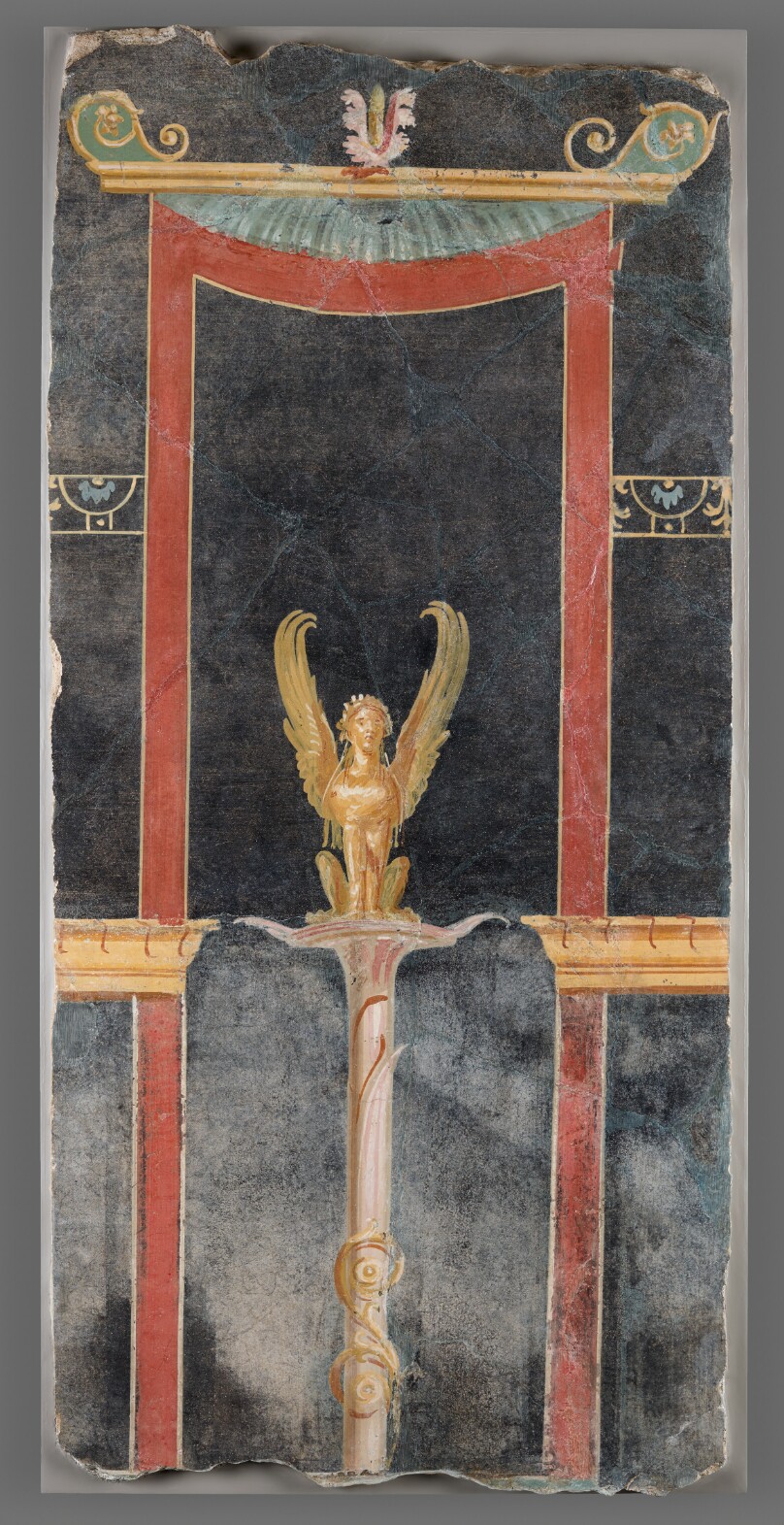 Wall fragment with Architecture and Sphinx on Black Ground