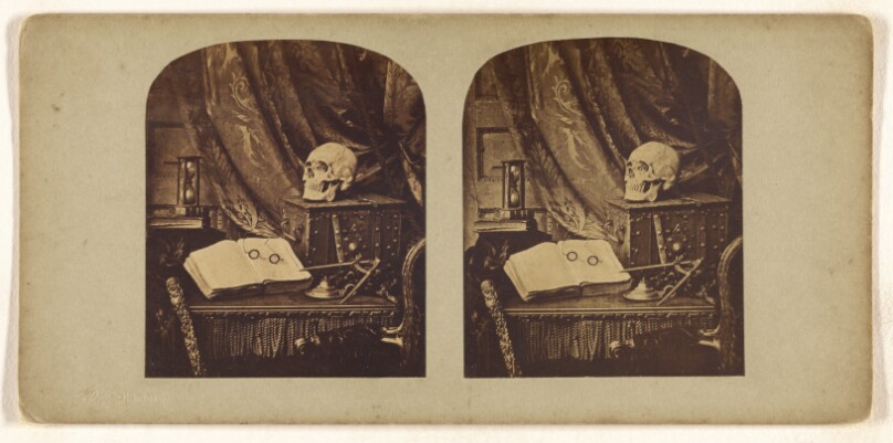 Vanitas / Still Life with Skull, Open Book with Glasses and Hourglass / The Sands of Time
