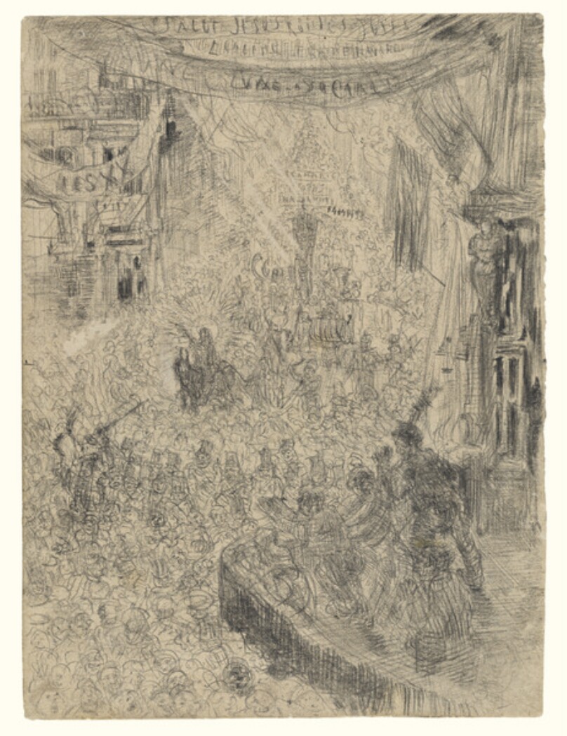 Christ's Entry into Jerusalem (recto); Christ Bearing the Cross (verso)