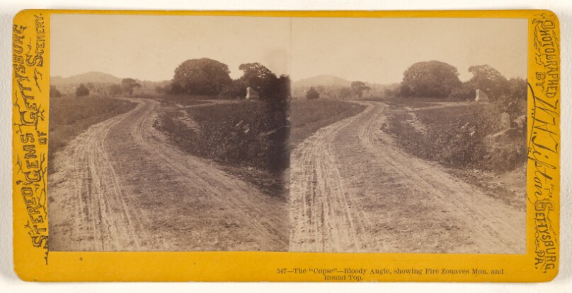 The "Copse" - Bloody Angle, showing Fire Zouaves Mon. and Round Top.