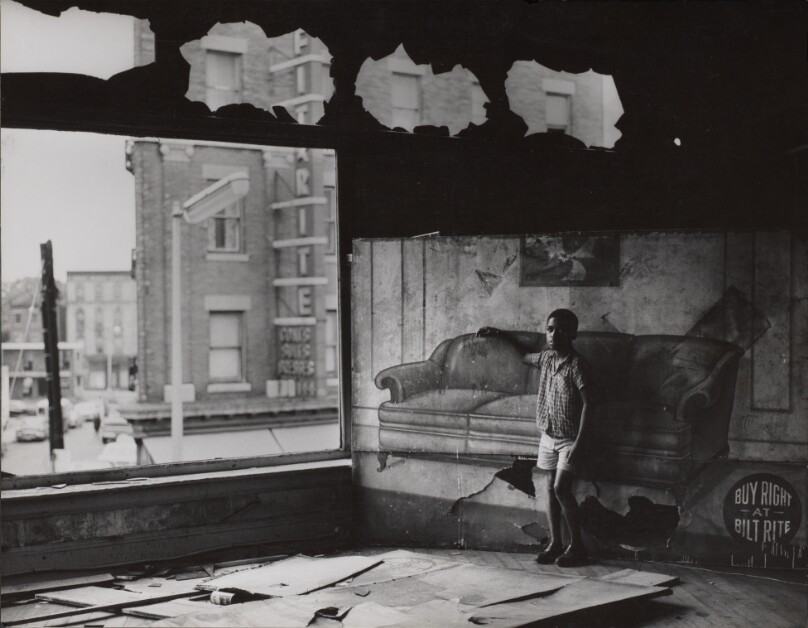 Boy in Burnt-Out Furniture Store, Newark, New Jersey