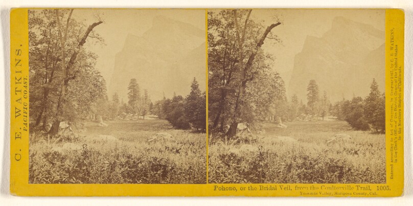 Pohono, or the Bridal Veil, from the Coulterville Trail, Yosemite Valley, Mariposa County, Cal.