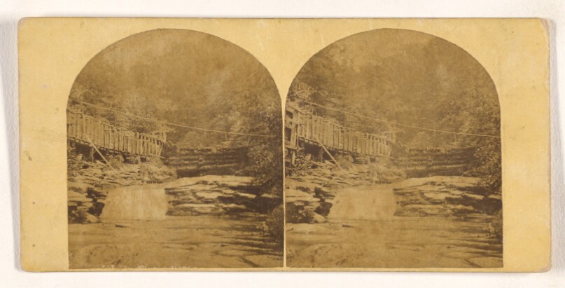 View at the top of Catskill or Kauterskill Falls. On the Catskill Mountains at an elevation of more than 2000 feet above..Hudson