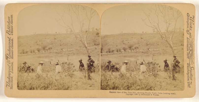 General view of San Juan Hill, showing Bloody Pond, Cuba (looking west.)