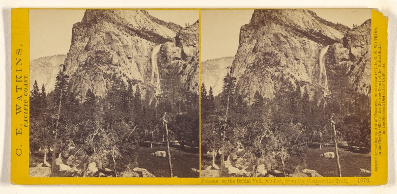 Pohono, or the Bridal Veil, 900 feet, from the Coulterville Trail, Yosemite Valley, Mariposa Country, Cal.