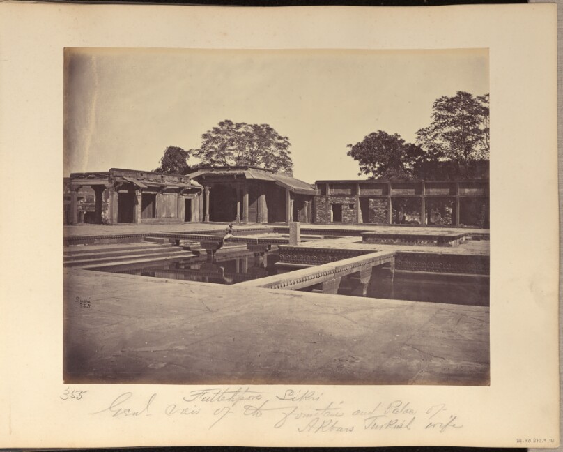 Futtehpore Sikri. General View of the Fountains and Palace of Akbars [sic] Turkish Wife