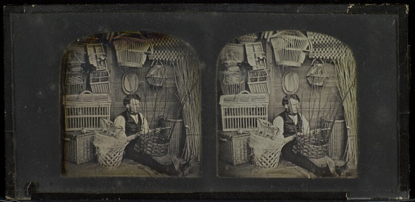 [Man weaving basket]
