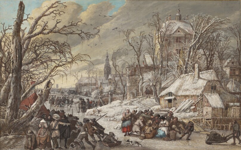 Figures on a Frozen Canal