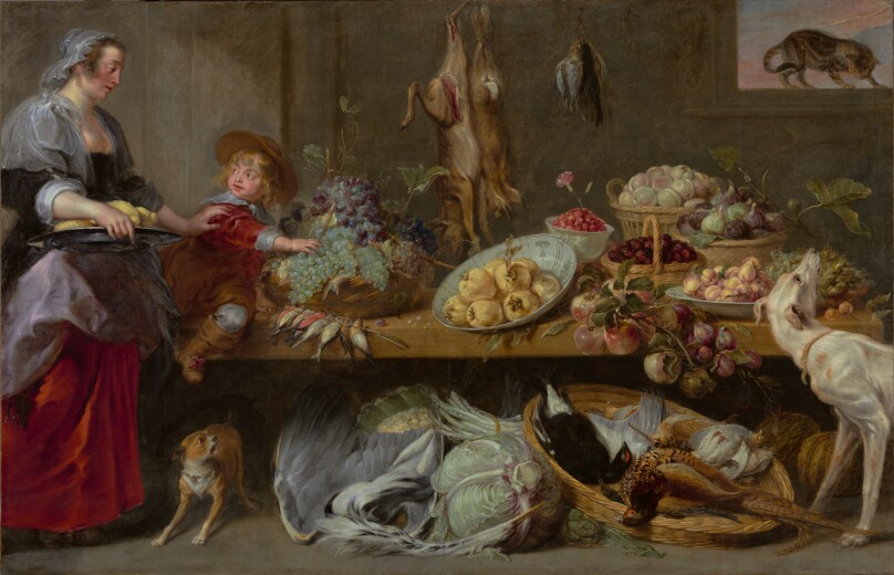 Larder Still Life with Housekeeper and Young Boy
