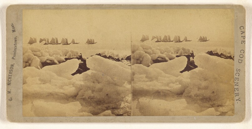 [Blocks of ice, ships in background, Cape Cod]
