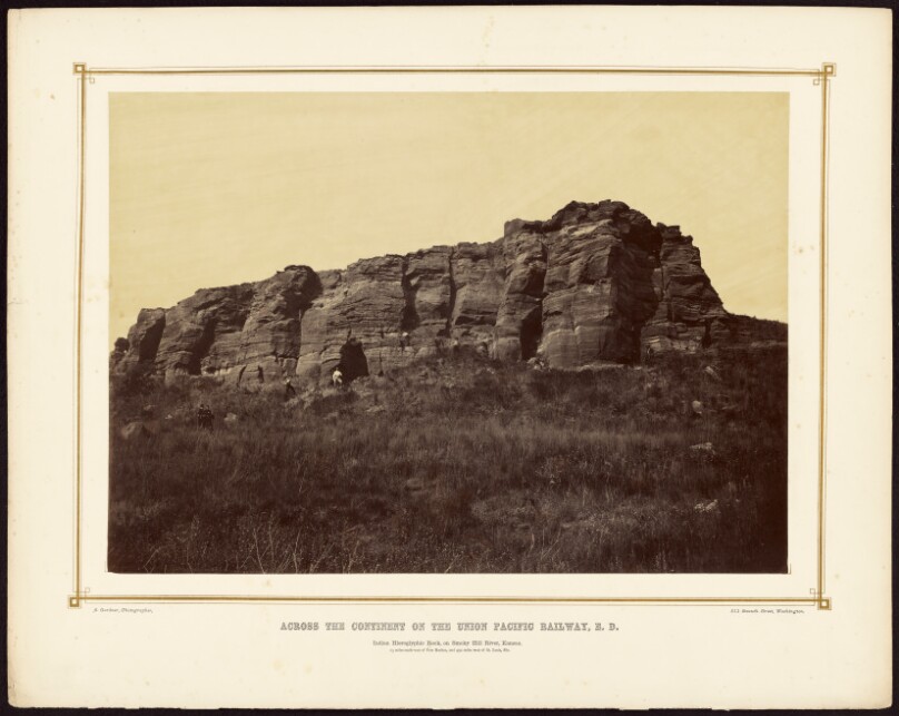 Indian Hieroglyphic Rock, on Smoky Hill River, Kansas
