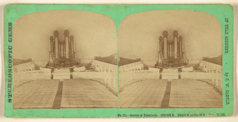 Interior of Tabernacle. 132 x 232 ft. Height of ceiling 68 ft. Seats 13,000. [Salt Lake City, Utah]