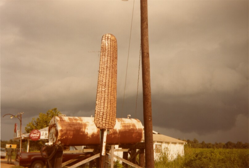 Corn Sign with Storm Cloud, near Greensboro, Alabama