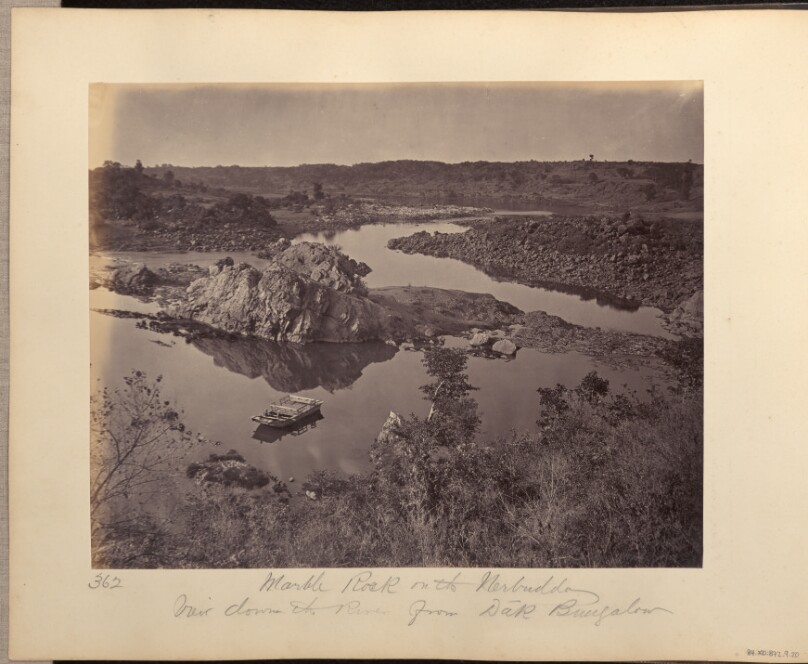 Marble Rock on the Nerbudda. View Down the River from Dāk Bungalow