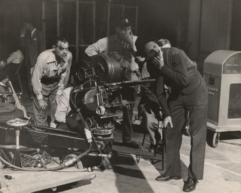 [Gjon Mili Working with Technicians on Set of "Jammin' the Blues"]