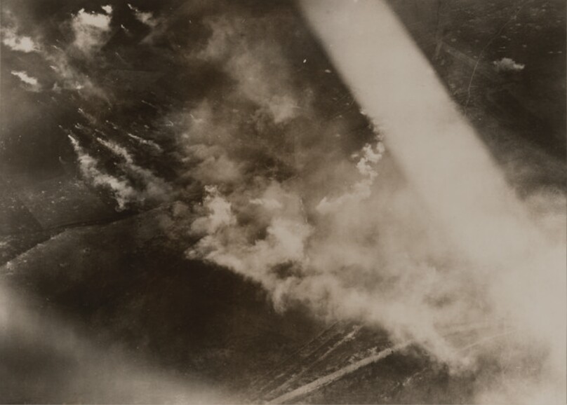 [Aerial View of a Bombardment, France]