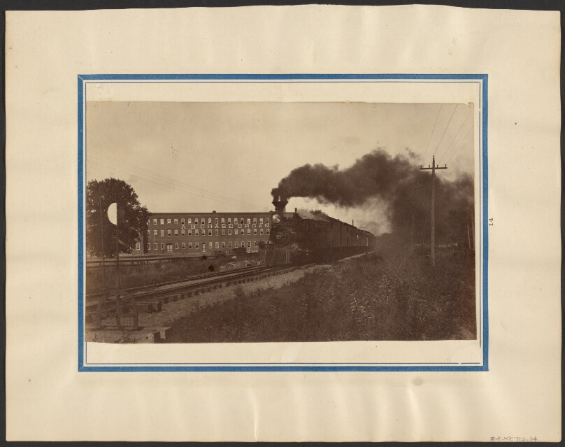 [Train passing organ factory]