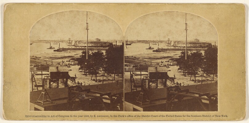 Battery and Castle Gardens, With Jersey City in the Distance.