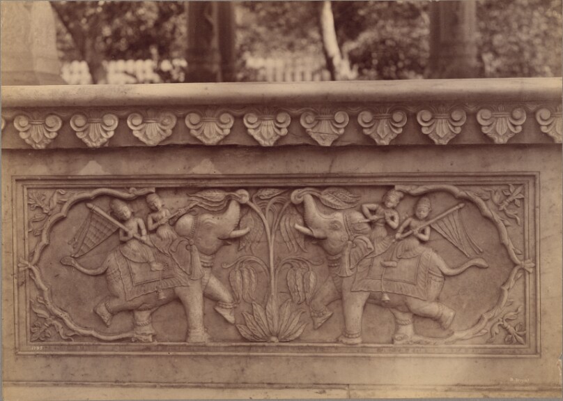 Elephant Carvings in the Plinth of Cenotaph of Maharaja Sawai Jey Sing [sic], Jeypore