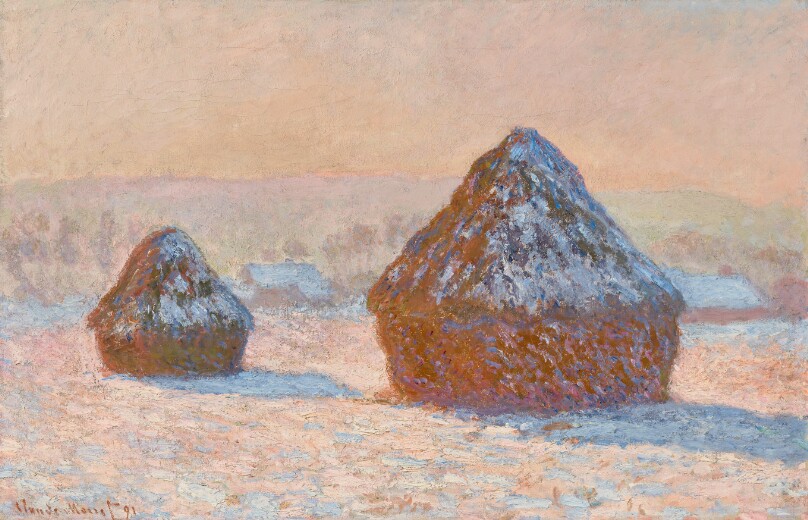 Wheatstacks, Snow Effect, Morning (Meules, Effet de Neige, Le Matin)