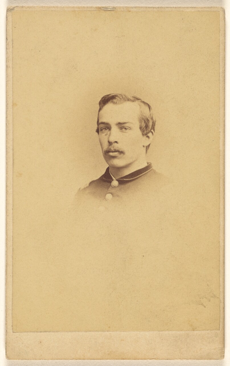 [Unidentified Union soldier with moustache, printed in vignette-style]