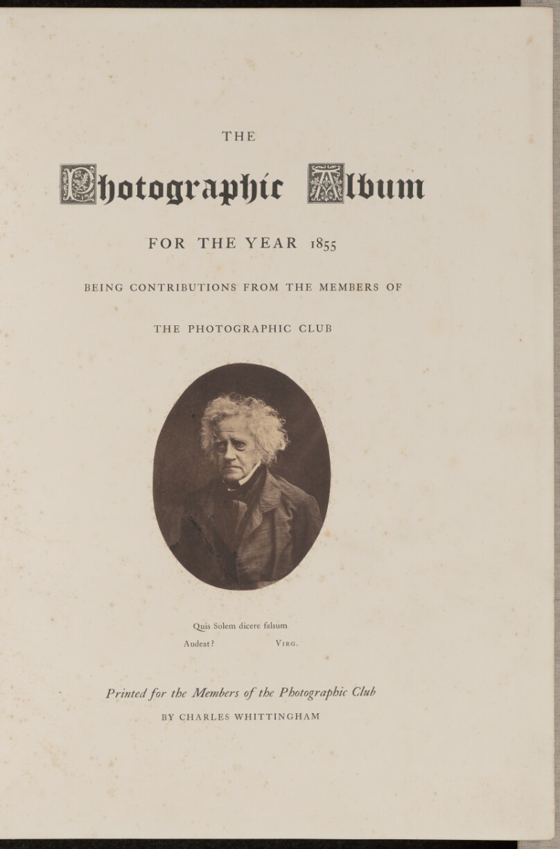 Portrait of Sir John Herschel, Bart., F.R.S., Foreign Associate of the Institute of France