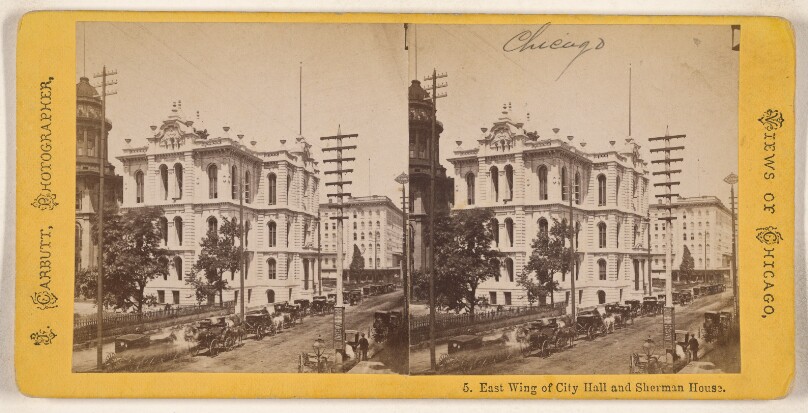 East Wing of City Hall and Sherman House. [Chicago]