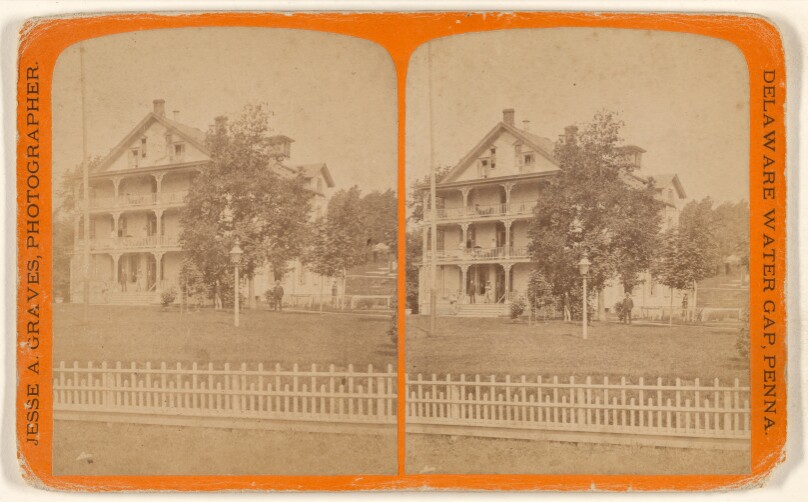 [Four-storey house with white picket fence at Delaware Water Gap, Pennsylvania]