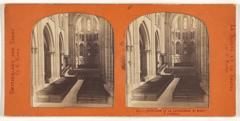 Interieur de la Cathedrale St. Pierre a Geneve.
