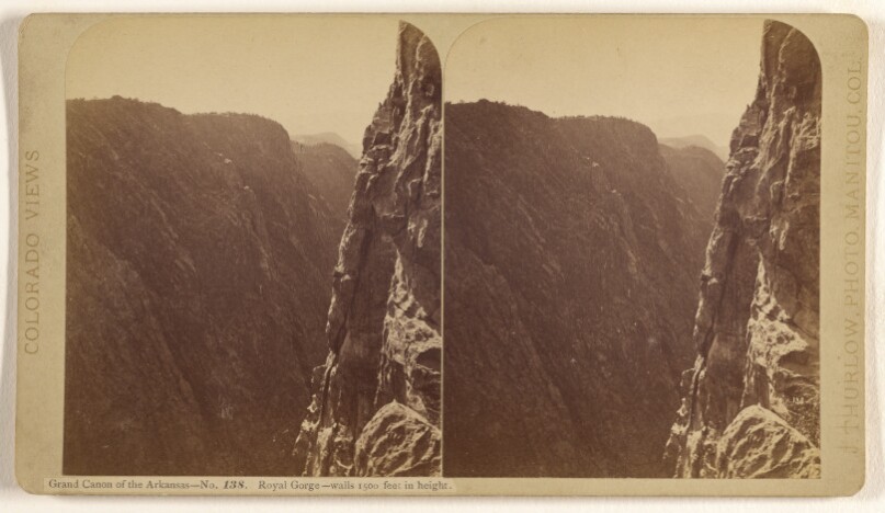 Grand Canon of the Arkansas. Royal Gorge - walls 1500 feet in height.