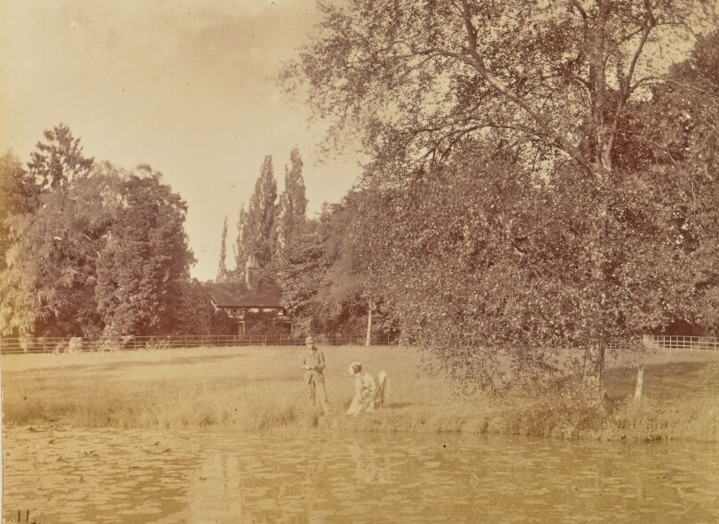 [Pond near a Country House]