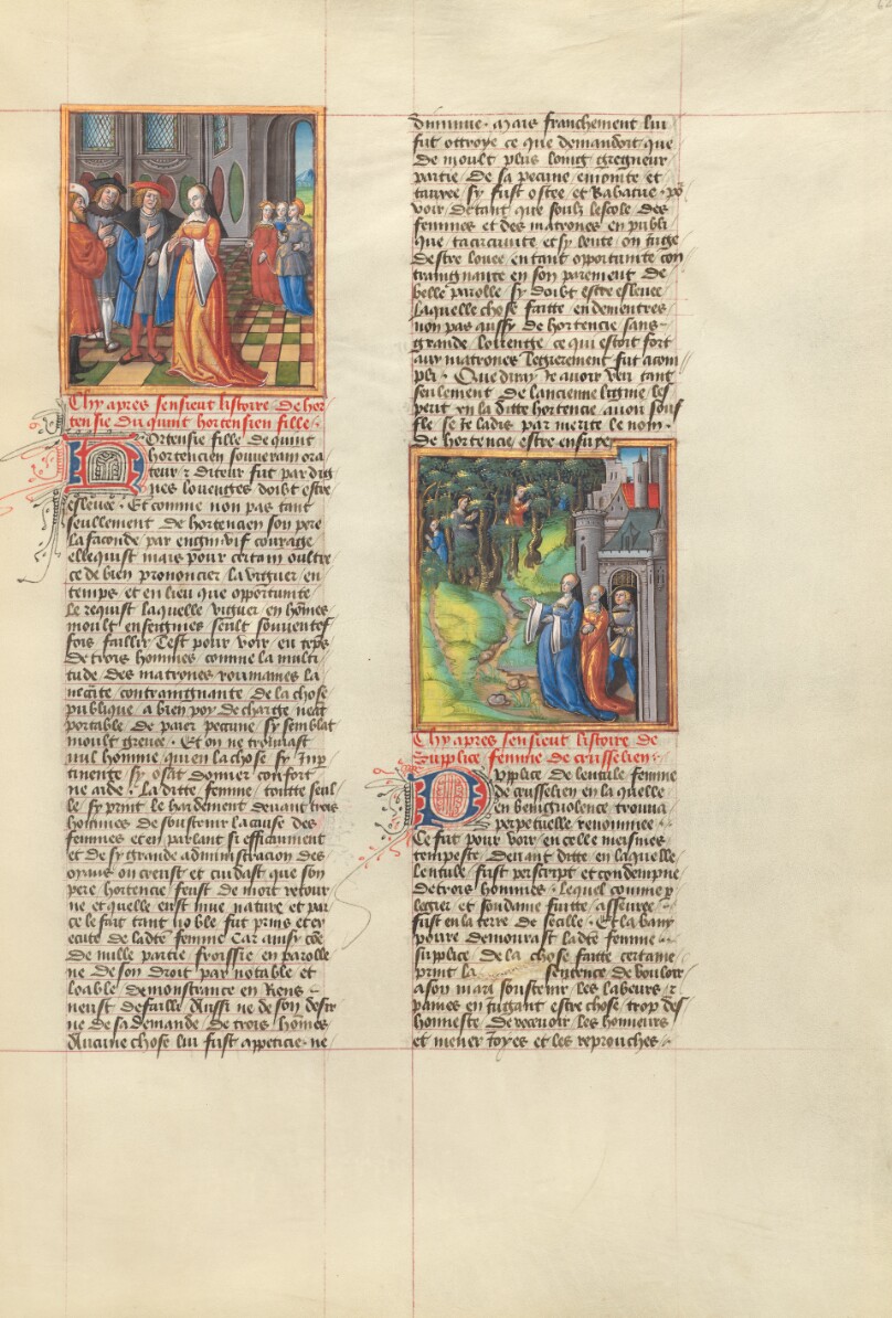 Hortensia Delivering a Speech; Sulpicia Following Her Husband into Exile