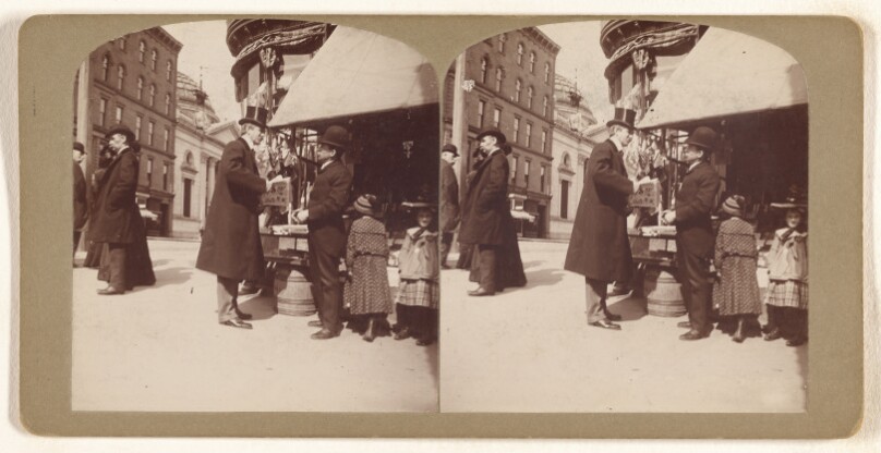 [Mr. Draper and W.J. Coulson cor State and Pearl St. March 1903, Albany, N.Y.]