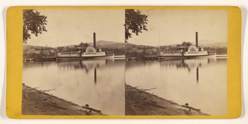 Steamboat Dock at Lake George, N.Y. French Mountain in the distance.