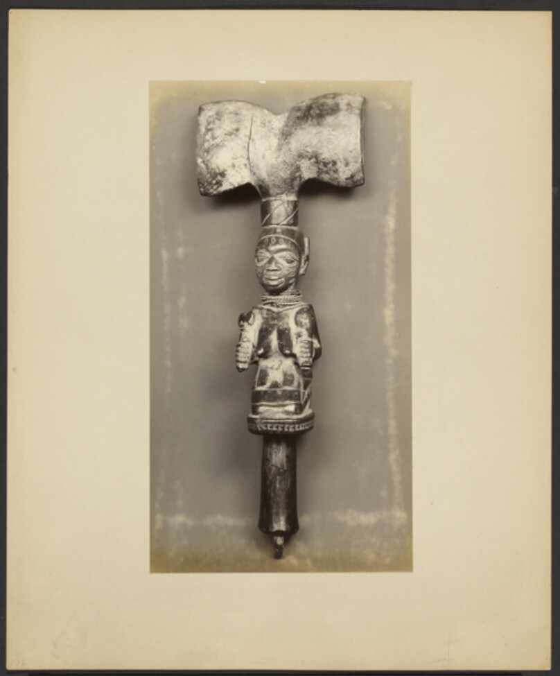 Kneeling Figure. Dahomey. Yoruba / Kneeling Woman (Top of Sceptre). Yoruba.