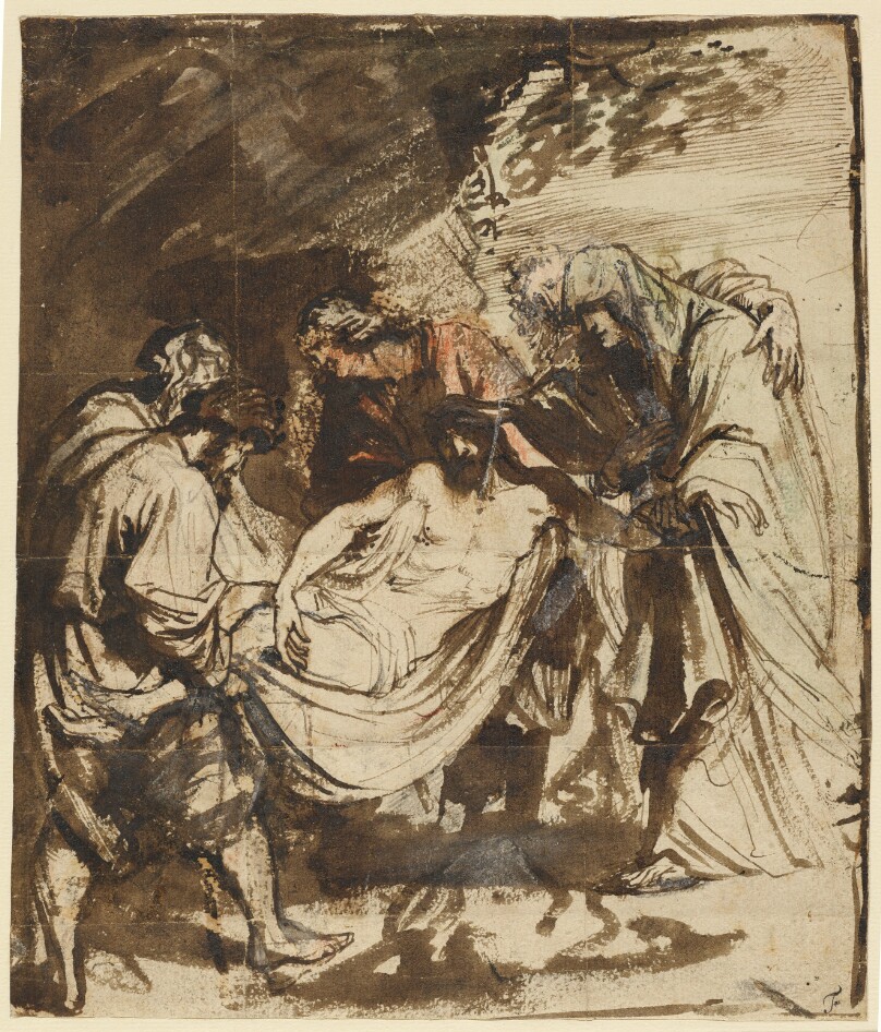 The Entombment (recto); Partial Study of the Entombment (verso)
