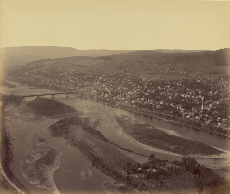 [Aerial view of a town]