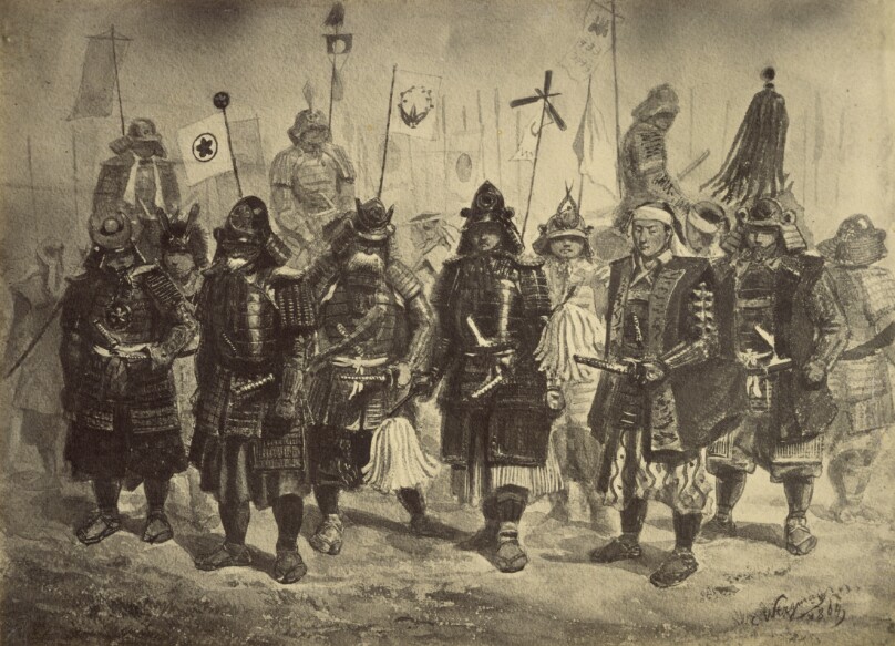 [Photographic Copy of a Drawing of Japanese Warriors by Charles Wirgman]