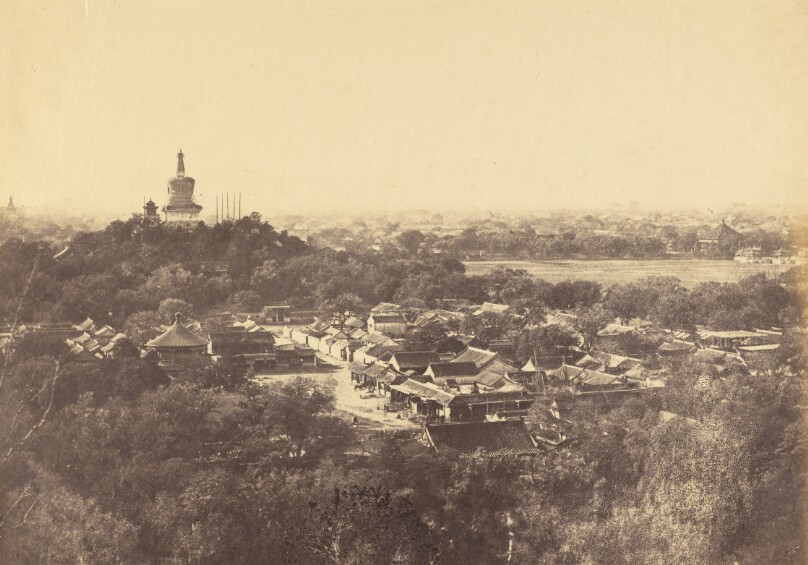 View of the Gardens and Buddhist Temple, Pekin, October 1860