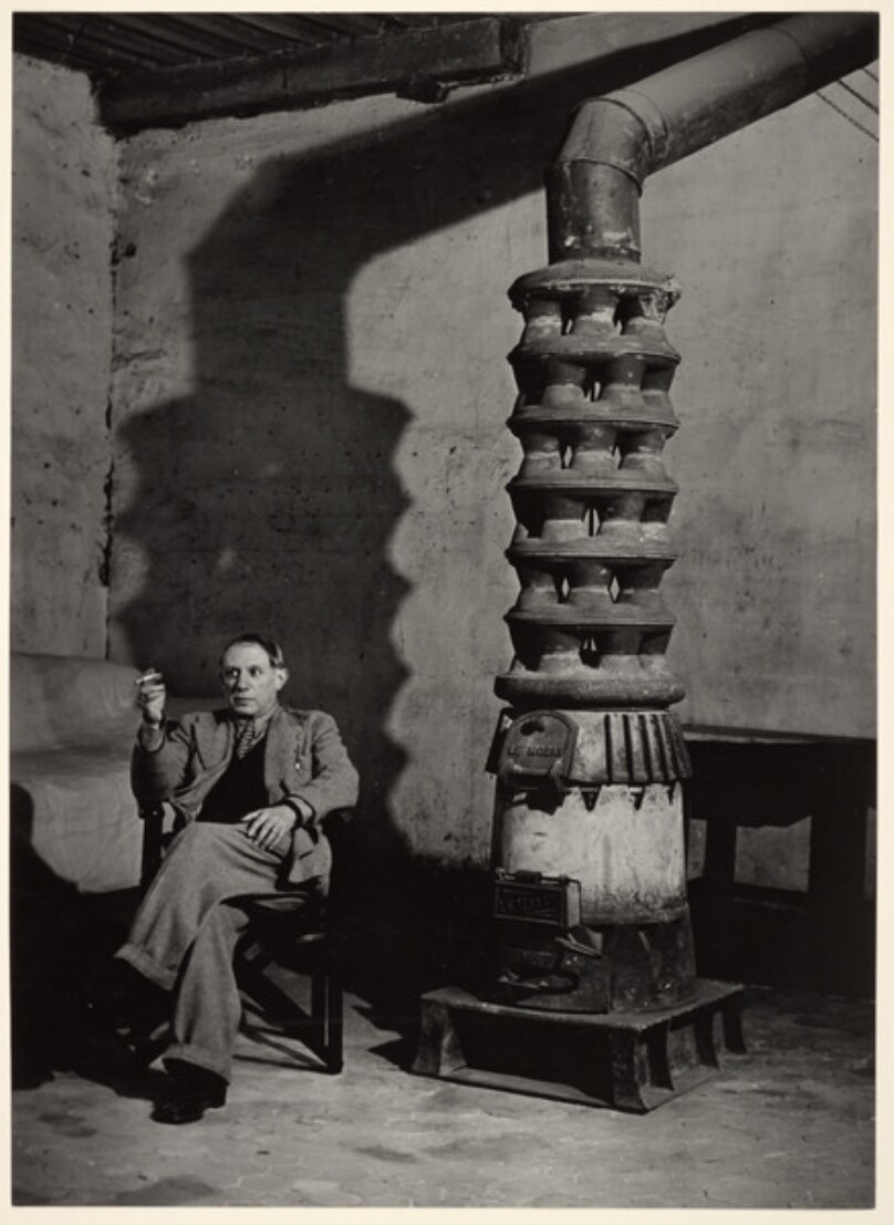 Picasso in His Studio on Grands-Augustins Street, Paris