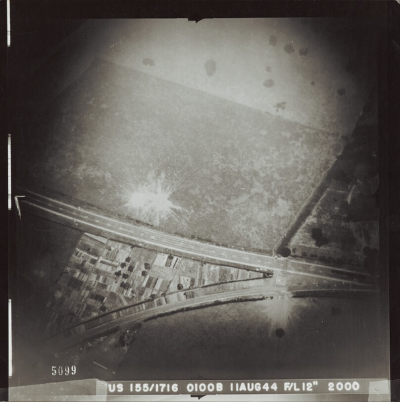 Aerial Night Flash-Fr. Road Intersection & Craters, Aug, 14.280