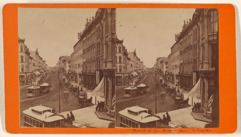 Monroe Street from Campan place G[rand] Rapids.