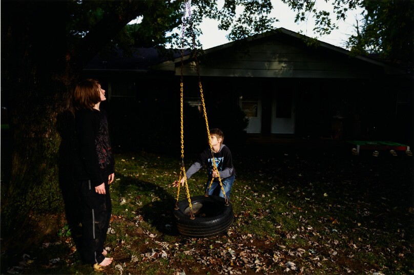 Taylor and James in the Front Yard