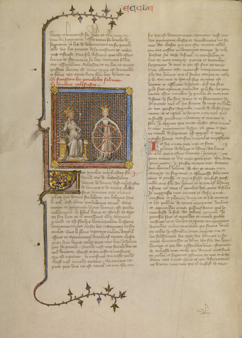 Solomon with a Crowned Female Figure Holding a Wheel Illustrating the Turning of the Seasons