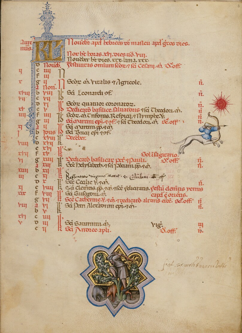 A Man Knocking Acorns from a Tree; Zodiacal Sign of Sagittarius