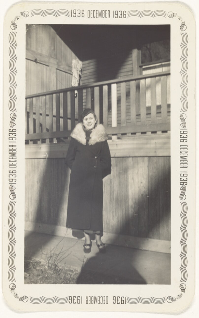 [Woman in winter coat]