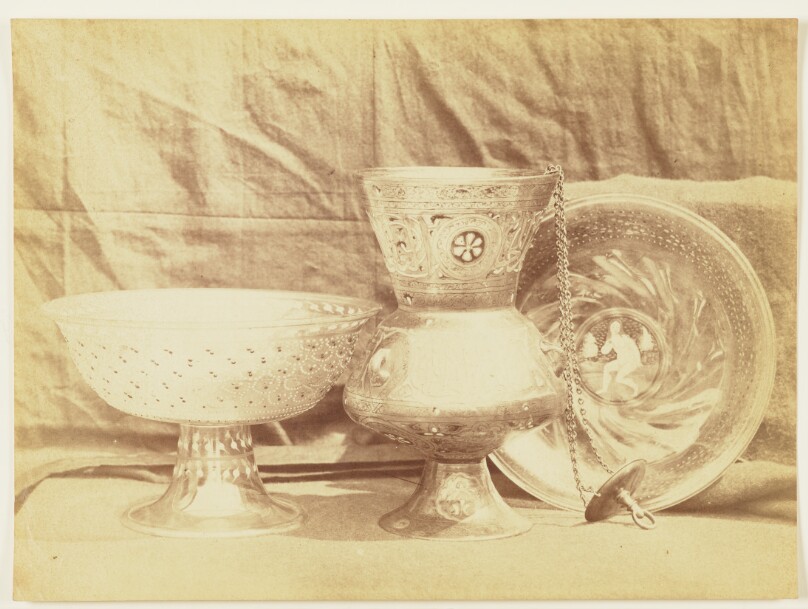 [Enamel dishes and mosque lamp]